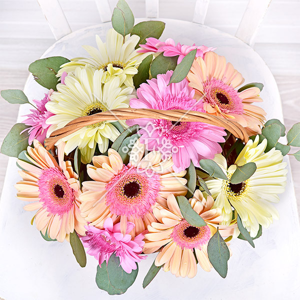 Корзинка счастья - корзина с герберами